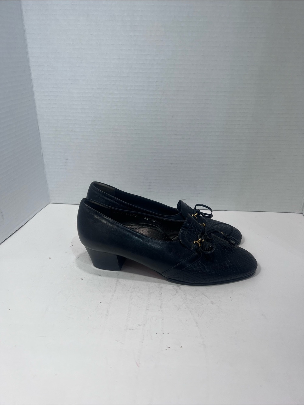 Women's Black Low Heel Loafers with Tassel Accent